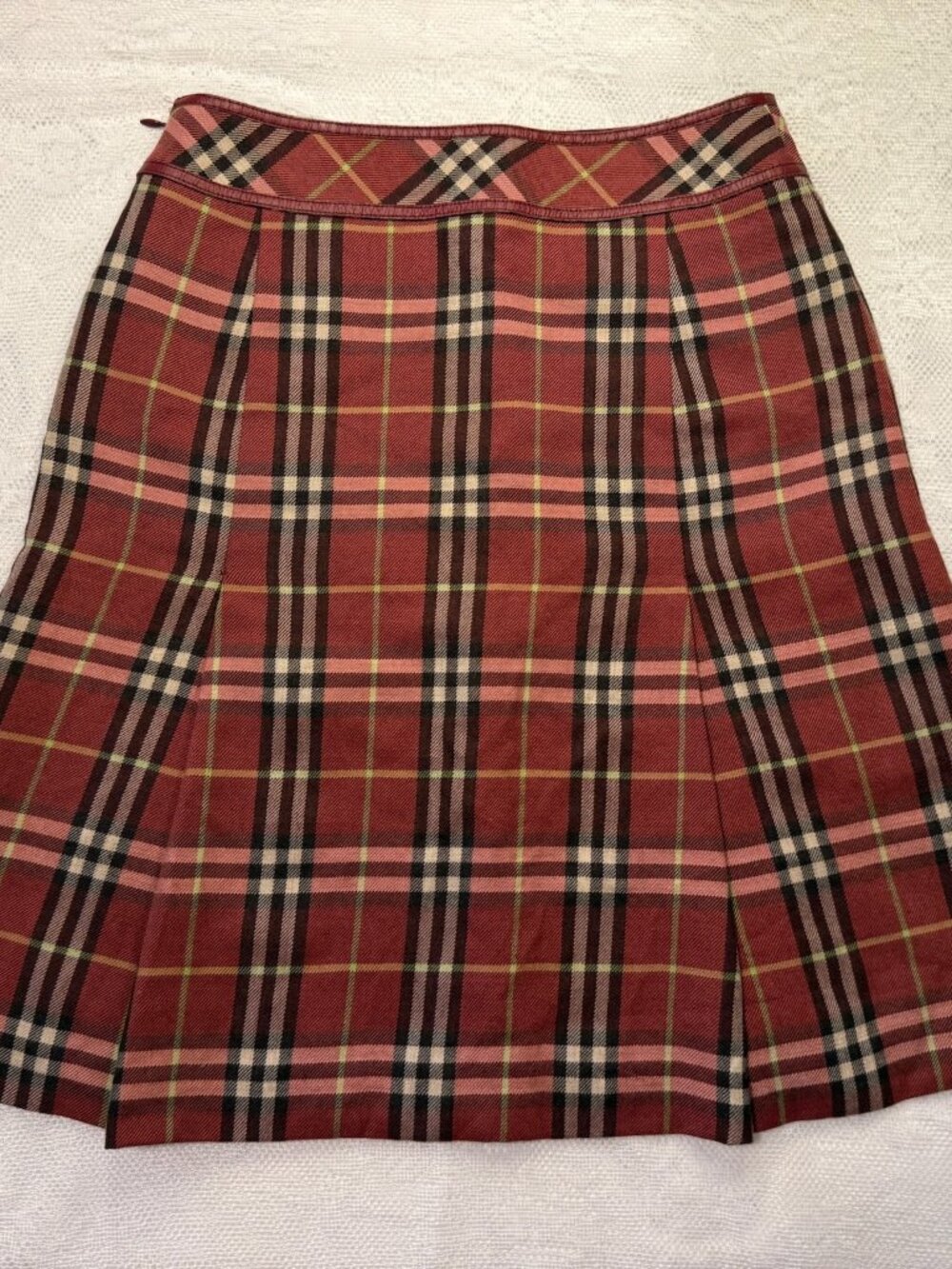 Burberry Burgundy Red Nova Check Skirt